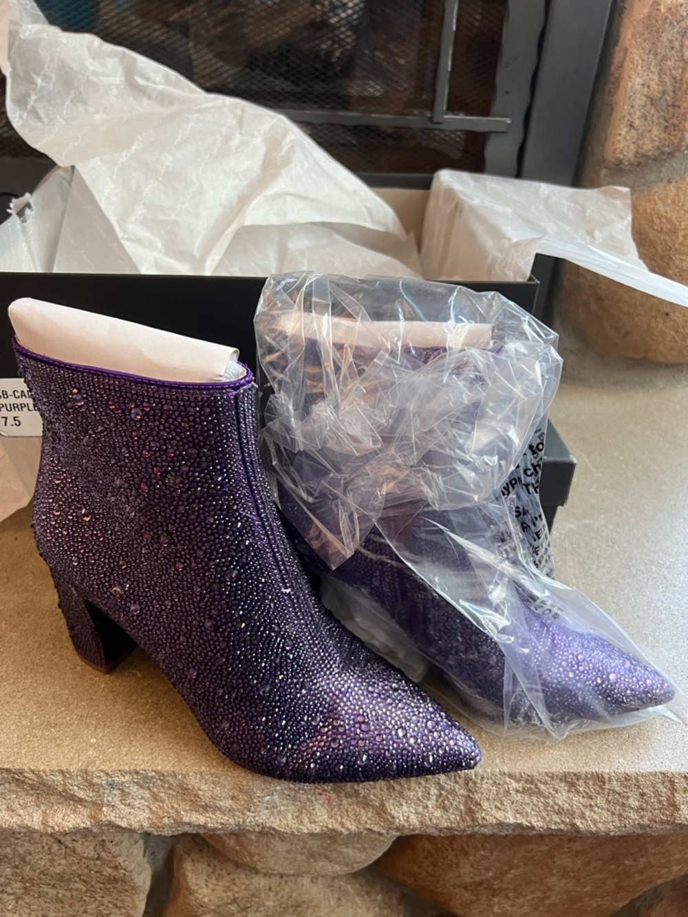 Betsey Johnson Purple Crystal Embellished Ankle Booties